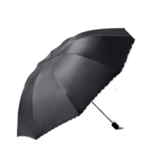 惠寻 京东自有品牌 10骨雨伞加大加固晴雨两用三折黑胶防晒遮阳 黑色