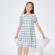 巴拉巴拉 夏季儿童裙子连衣裙女童中大童公主裙格子轻薄