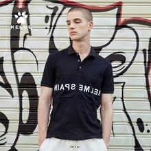KELME 卡尔美 夏季运动休闲短袖男纯棉嘻哈潮流字母POLO衫