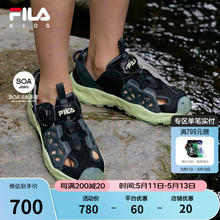 FILA 斐乐 儿童BOA旋钮童鞋2024夏季中大童涉水鞋男童夜光凉鞋 黑/阴影灰-BD 40码 内长25.0cm