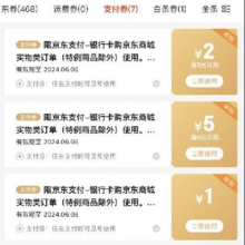 京东 搜索”京东支付“ 领1元无门槛/6-5/3-2元支付券