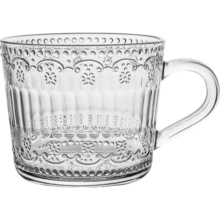 乐唯诗（NERVISHI） 玻璃牛奶杯北欧浮雕风简约早餐杯玻璃水杯牛奶杯玻璃茶杯 【1只】欧式浮雕早餐杯