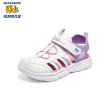 plus会员、京东百亿补贴：Skechers 斯凯奇 儿童包头凉鞋 302969L 女童/白色/薰衣草色/WLV