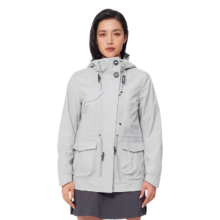 迪卡侬（DECATHLON）冲锋衣女户外徒步外套夹克春秋运动防水防风风衣NH900-2024新款 银灰色 新版 XL