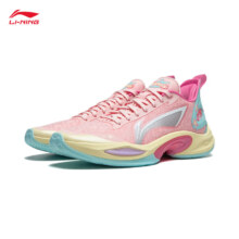 李宁（LI-NING）轻2024丨篮球鞋男鞋24新款低帮减震止滑耐磨实战比赛鞋ABAU011 桃夭粉/岛屿蓝-8 42