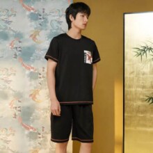 芬腾 敦煌博物馆国潮 纯棉男士短袖家居服睡衣