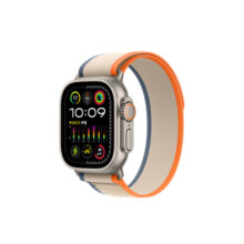 Apple/苹果 Watch Ultra2 智能手表GPS+蜂窝款49毫米钛金属表壳橙配米色野径回环式表带S/M MRFL3CH/A6099元 (券后省400,月销3000+)