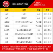 NGK镍合金火花塞BKR5E-11 6953四支装适用于比亚迪F3RG3RS6S8G6哈弗H1长城M2M4C30星骋伊兰特嘉年华劲畅骏捷
