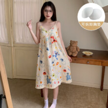 有只绵睡裙 带胸垫家居服