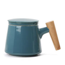 LIZAOTAO 立早淘 木柄陶瓷泡茶杯花茶杯办公杯 300ml