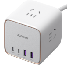 绿联氮化镓充电器65W智充魔盒桌面充电站排插pd快充头多口USB/Type-C插座插线板适用苹果15手机笔记本