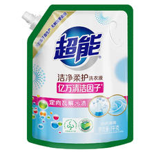 超能 洁净柔护（鲜艳亮丽）洗衣液 1kg/袋装 天然椰油 温和不刺激