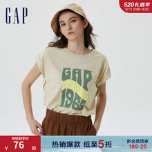 Gap 盖璞 女装夏季LOGO纯棉亲肤休闲上衣659473户外无袖T恤 米色 170/100A(L)