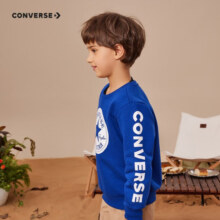 Converse 匡威童装男童春秋毛圈卫衣儿童圆领套头上衣打底衫 冲浪蓝(保暖加绒) 110/56(5)