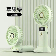 满意星园 创意手持挂脖大风力静音桌面usb充电便携式户外儿童大人 苹果绿
