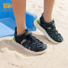 Skechers斯凯奇儿童运动凉鞋男童沙滩鞋镂空防滑夏季中大童大头鞋400041L 男童/海军蓝色/柠檬色/NVLM 33.5码