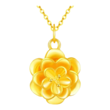 京东百亿补贴：China Gold 中国黄金 牡丹花黄金项链女送妈妈款足金吊坠