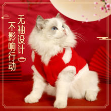 Hoopet 狗狗新年衣服宠物拜年秋冬服装小猫咪新年唐装过年冬季加绒小型犬