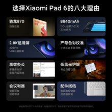 小米平板6 xiaomiPad 11英寸 骁龙870 144Hz高刷2.8K超清 8+256GB 会议笔记移动办公娱乐平板电脑金色