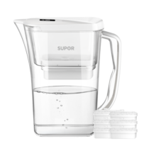 苏泊尔（SUPOR）过滤净水器 家用滤水壶 自来水过滤器净水壶 J-UF01（白色）一壶六芯