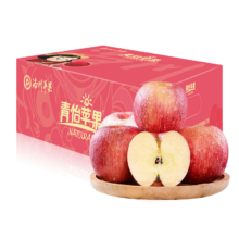 plus会员：洛川苹果 青怡陕西红富士净重2.25kg 单果160g起 新鲜水果礼盒*2件