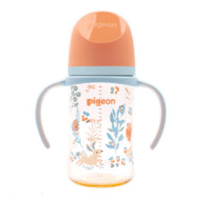 贝亲（Pigeon）奶瓶婴儿宽口径奶瓶ppsu材质自然实感双把手奶瓶第3代 丛林小兔 240ml 3-6月 自带M奶嘴