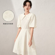 INMAN 茵曼 女士娃娃领绣花纯棉连衣裙