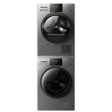 松下(Panasonic)洗烘套装热泵变频10kg滚筒洗衣机全自动+10kg干衣机烘干机除菌烘大容量 白月光银色款 NH-EH10S(N1YS套装)