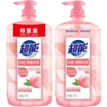 超能洗洁精白桃苏打1kg*2去油护手宿舍家庭装