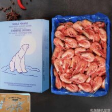 Plus会员:龙味福 北极甜虾腹仔 90-120只/kg 净虾重3斤 无冰衣