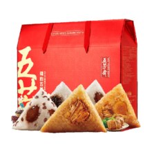 需福袋，88VIP：五芳斋 福韵五芳粽子礼盒装 1.16kg（五芳猪肉粽140g*2袋+蛋黄猪肉粽100g*2袋+润香豆沙粽140g*2袋+蜜枣赤豆粽100g*2袋+香糯蜜枣粽100g*2袋）