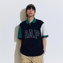 Gap 盖璞 男女装2024夏季新款美式撞色插肩短袖简约休闲polo衫890976