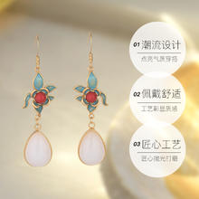 DAISY BEAUTY 英国DAISY BEAUTY 新中式花卉水滴和田玉耳环女银针耳饰