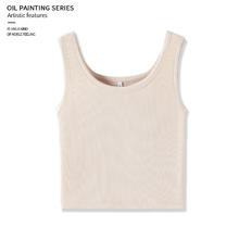 JEANSWEST 真维斯 维斯美式背心女夏季简约纯色无袖宽肩带紧身外穿小个子白色吊带上衣GX 浅卡其-纯色 S