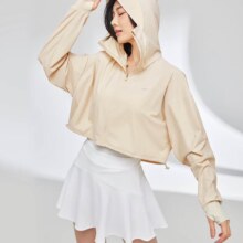 MOLY VIVI 女士联名款春夏防晒服斗篷防晒衣-香草白 L（适穿115-140斤）