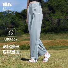 Beneunder 蕉下 S：蕉下（beneunder）休闲裤女装高腰冰丝凉感阔腿裤防晒裤宽松显瘦裤子 冰川灰