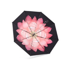 蕉下（beneunder）遮阳伞夏季女太阳伞防紫外线黑胶三折伞晴雨两用伞大花小黑伞 兰芷