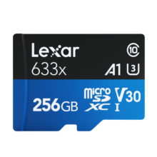 雷克沙（Lexar）256GB TF（MicroSD）存储卡 C10 U3 V30 A1 高速内存卡 读速100MB/s 持久稳定（633x）
