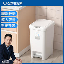 汉世刘家 hanshiiujia）垃圾桶家用2023新款厨房卫生间带盖客厅卧室大容量双开盖脚踏手按 8L