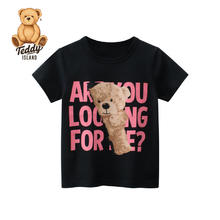 TEDDY ISLAND 泰迪爱兰 童装夏季新款韩版女童短袖T恤宝宝衣服女小童夏款短 黑色小熊 90cm