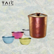 plus会员：TAIC 太可纯钛功夫茶具套装 过滤泡茶器套装一壶四杯（带滤网）TPCQ-T330C 莫奈?枫叶红