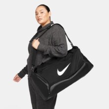 耐克NIKE单肩包男女桶包旅行包BRASILIA春休闲包DH7710-010黑大码