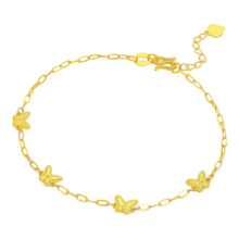 PLUS会员：CHJ JEWELLERY 潮宏基 花韵蝴蝶5G黄金手链 1.95g