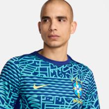 NIKE 耐克 官方巴西队男子赛前速干短袖足球上衣夏季修身针织FJ2723
