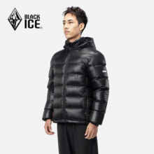 黑冰（BLACKICE）24新款休闲保暖连帽羽绒服户外轻量可脱卸帽羽绒外套FAF8902 黑色 S