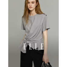 ELLE  不规则下摆圆领短袖上衣