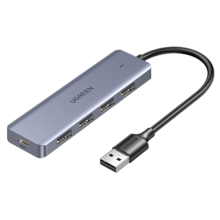 Plus会员、概率券：绿联（UGREEN） USB3.0分线器扩展坞 高速4口集线器HUB拓展坞 笔记本电脑一拖多转换器转接头延长线 Type-C供电
