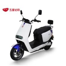 百亿补贴：五星钻豹72V电动轻便摩托车超长续航电动车电瓶车N1 天使稚白/靓彩红