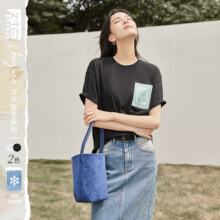 对白 冯玮联名 夏装凉感沙发油画印花落肩女式短袖T恤