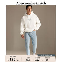 Abercrombie & Fitch 男装女装情侣装 通勤运动宽松美式复古美式风连帽卫衣 355559-1 米白色